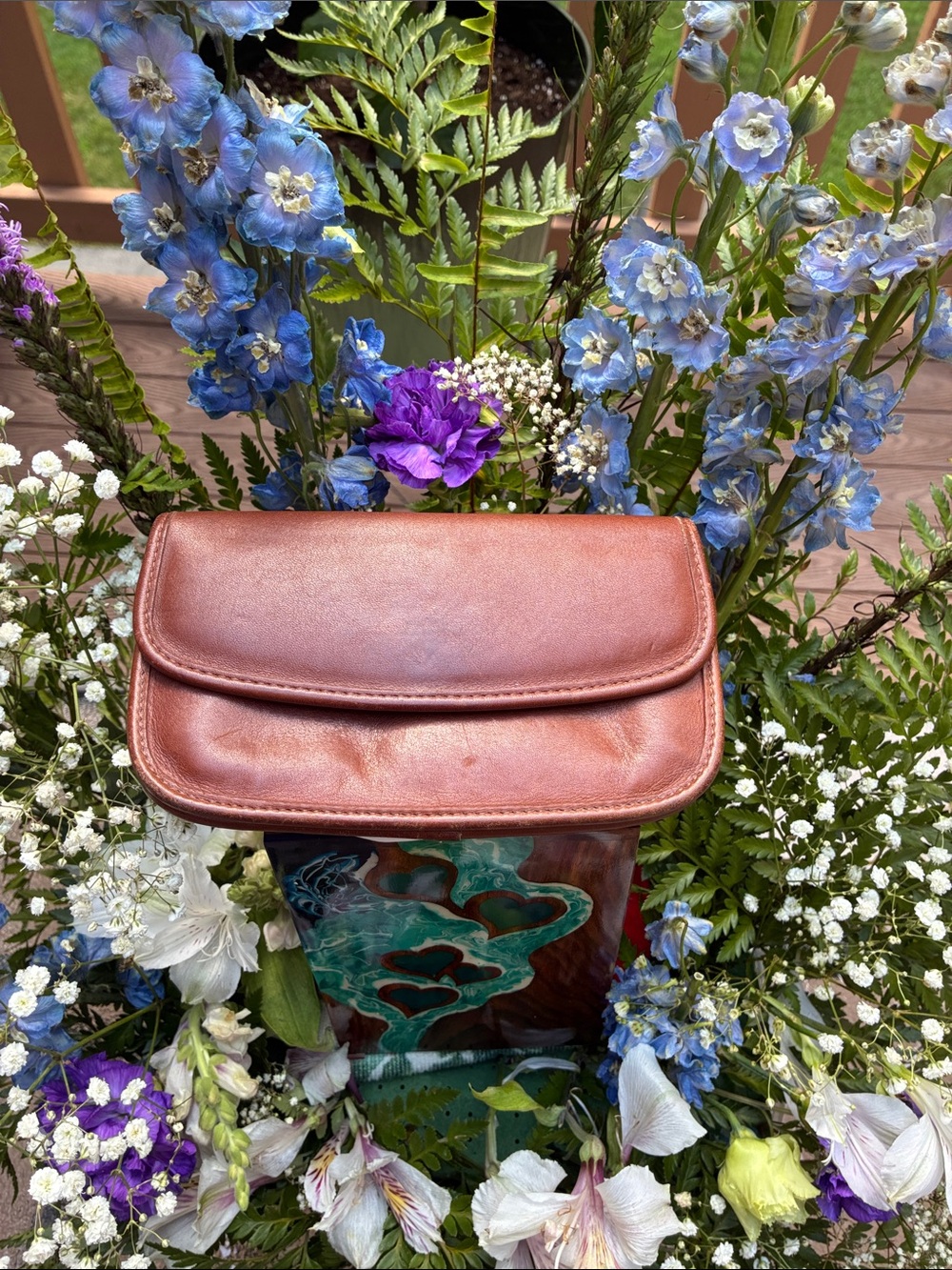 Vintage Coach Brown Leather Flap Wallet